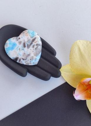 Агат крейзі підвісок серце. натуральний камінь агат без оправи. кулон крейзі агат блакитний. індія.