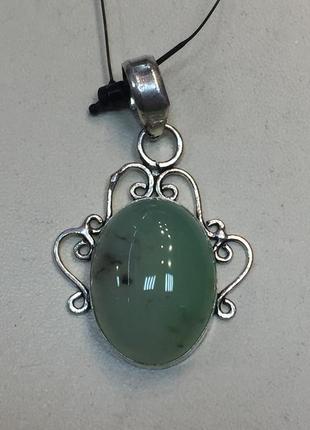 Хризопраз кулон овал с природным хризопразом в серебре индия