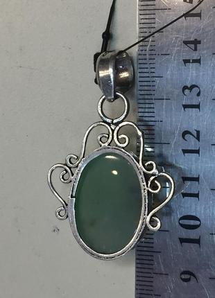 Хризопраз кулон овал с природным хризопразом в серебре индия