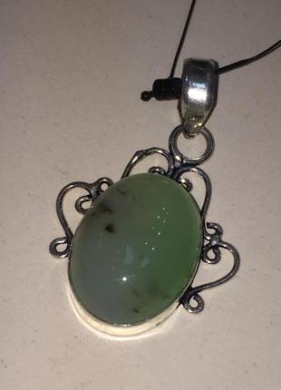 Хризопраз кулон овал с природным хризопразом в серебре индия