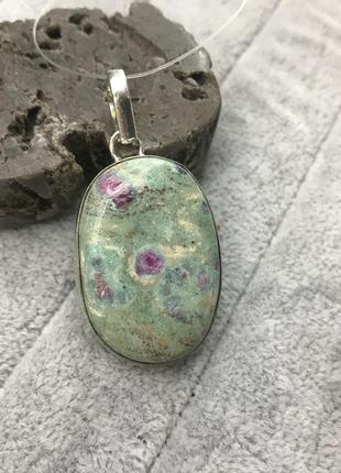 Кулон с натуральным камнем рубин в фуксите в серебре кулон с рубином фукситом индия!