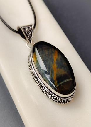 Підвісок тигрово-соколине око. підвіс соколине око. кулон тигрове око. індія.
