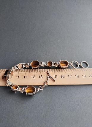 Браслет натуральне тигрове око в сріблі. браслет з натурального тигрового ока. індія.