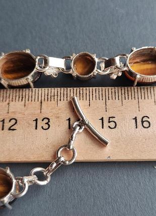 Браслет натуральне тигрове око в сріблі. браслет з натурального тигрового ока. індія.