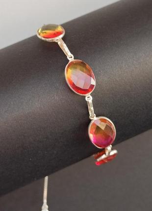 Браслет з мадагаскарського кварцу. мадагаскарський кварц овал. жовто рожевий. індія.