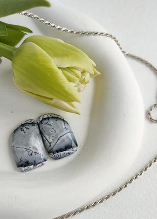 Дендро-опал кабошон. натуральний дендроопал кабошон пара . розмір 25*15,7*5,5 мм. індія.