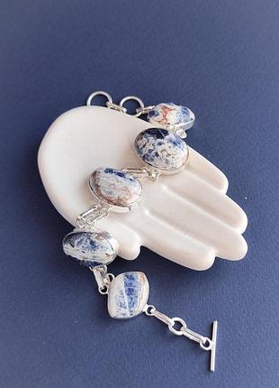 Натуральний содаліт браслет . браслет з содаліту овал. содаліт в сріблі. індія.