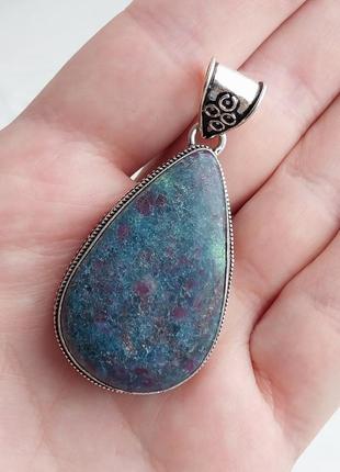 Рубин в кианите кулон с натуральным рубином в кианите в серебре индия