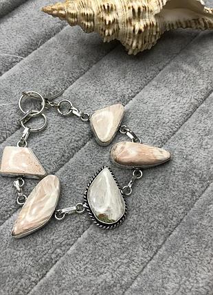 Сколецит браслет с натуральным сколецитом в серебре индия