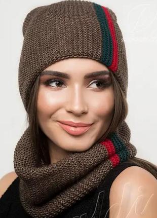Шапка жіноча , шапка та шарф , хомут