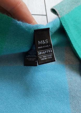 Мягкий широкий шарф, палантин в бирюзово-зеленый клетчатый принт m&s(36 см на 180 см)