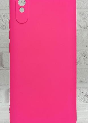 Чохол silicone case для xiaomi redmi 9a бампер з мікрофіброю рожевий