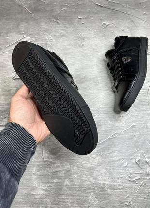 Зимние мужские кеды на меху натуральная кожа под питон черного цвета 114