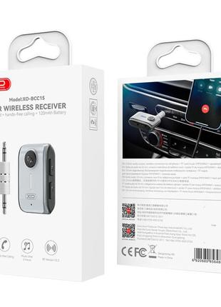 Fm-трансмітер xo bcc15 bluetooth v5.3 колір сiрий