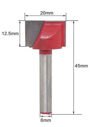 Фреза пазова 20 мм дерево (хвостовик 6 мм)1 фото