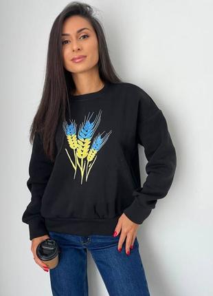 Свитшот на флисе с накатом, худи с рисунком, кофта, джмпер