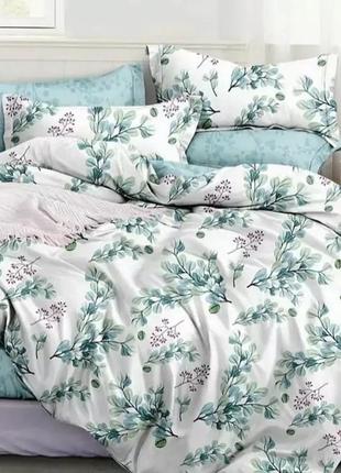 Комплект постільної білизни 1,5 constansy бязь біла основа великі різнокольорові орнаменти