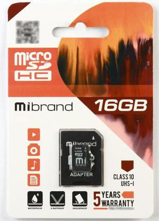 Microsdhc (uhs-1) mibrand 16gb class 10 (adapter sd)