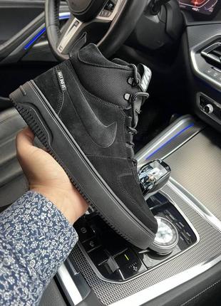 Зимние мужские высокие кроссовки / ботинки в стиле nike из натуральной замши