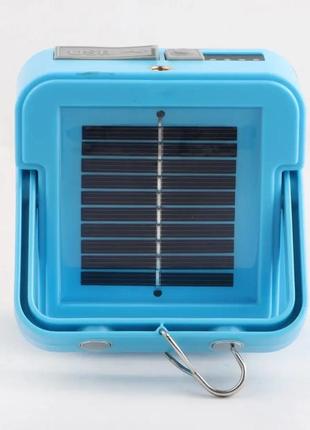 Ручной аккумуляторный светодиодный фонарь с солнечной батареей и функцией powerbank ld-02 синий