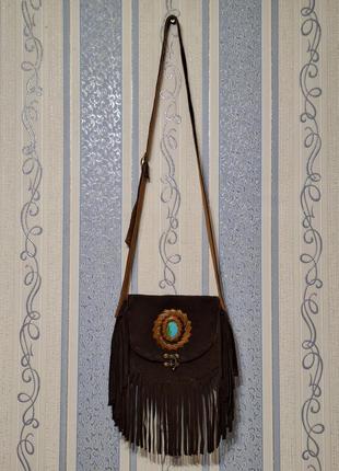 Замшевая сумка с бахромой