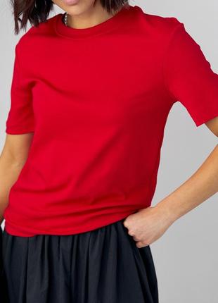 Базовая однотонная женская футболка в стиле massimo dutti красная футболка