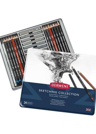 Набор для графики derwent sketching collection 24 предмета металлический пенал