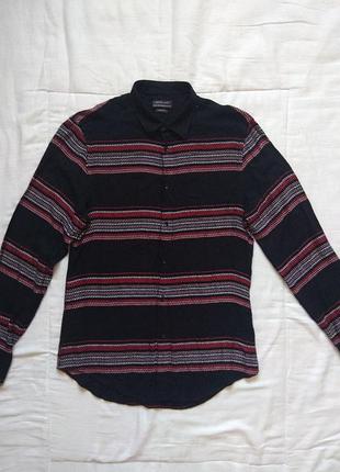 Рубашка мужская с длинным рукавом zara slim fit m