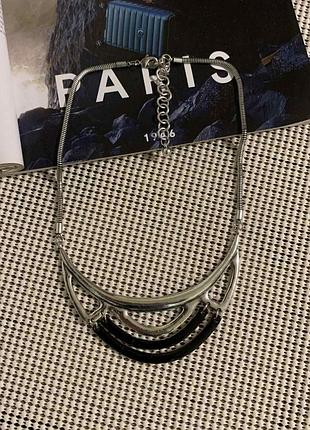 Кольє колір срібло з емаллю