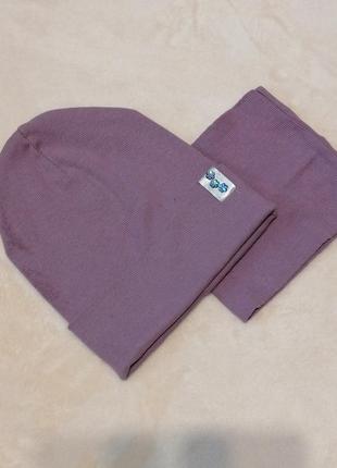 Шапка и снуд в рубчик на 6-8 лет