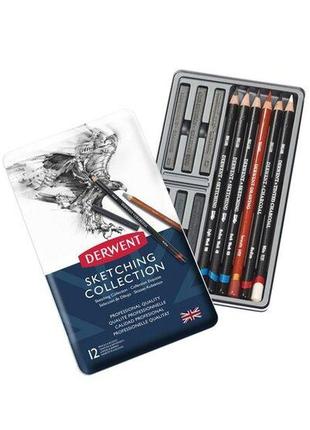 Набор для графики derwent sketching collection 12 предмета металлический пенал