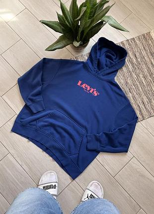 Синє худі levis relaxed fit мінімалістичний логотип