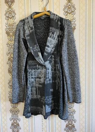 Стильний теплий подовжений кардиган, темно-сірий кардиган