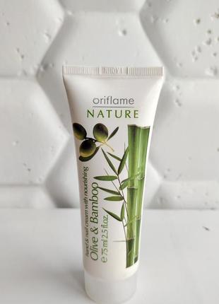 Крем для рук и ногтей орифлейм олива и бамбук oriflame nature