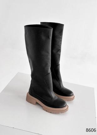 Сапоги женские черные натуральная кожа зима