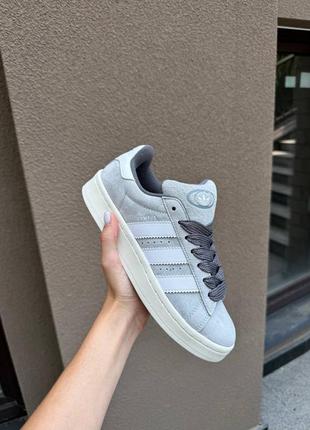 Женские замшевые кроссовки adidas campus 00s grey white адидас кампус замшевые