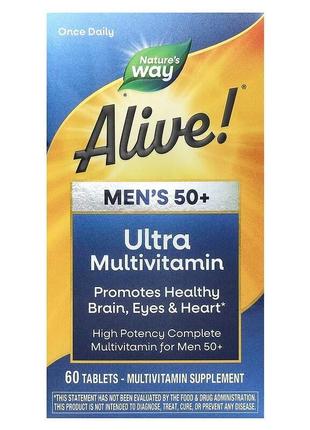 Мультивитамины для мужчин 50+ natures way alive ultra multivitamin 60 таблеток