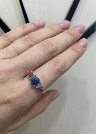 Серебряное кольцо с натуральным камнем (рубин, сапфир, изумруд) 925 проба