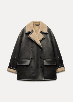 Пальто дублянка з хутром zara