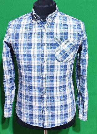 Мужская рубашка в клетку синего цвета colin's, размер s