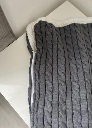 Зимний конверт в коляску вязаный