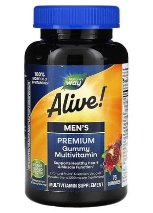 Мультивитамины для мужчин natures way alive men's premium gummies multivitamin 75 жевательных