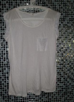 Футболка с кружевом молочная м р