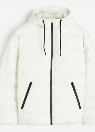Куртка демисезонная с капюшоном мужская h&m 271163728 l белая