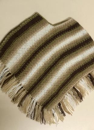 Пончо с кисточками пончо детское накидка теплая вязаное пончо накидка на плече