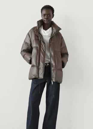 Пуховик натуральний стьобана куртка зимова massimo dutti оригінал