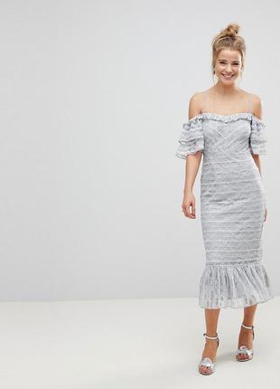 Шикарное кружевное миди платье asos disign
