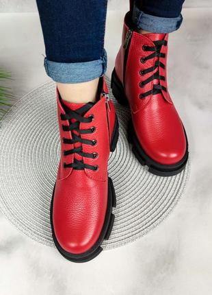 Красные кожаные зимние ботинки  37 р-р6 фото