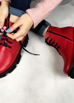 Красные кожаные зимние ботинки  37 р-р2 фото