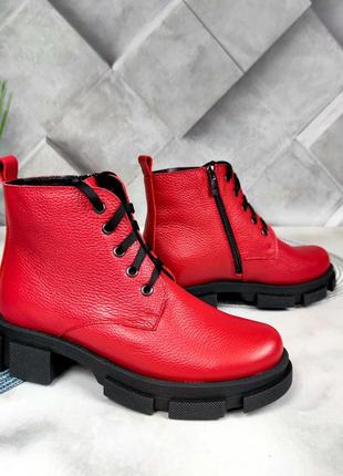 Красные кожаные зимние ботинки  37 р-р8 фото